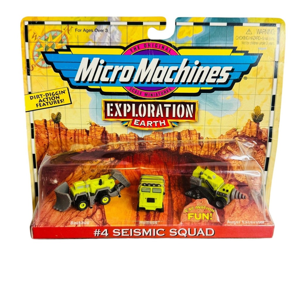 Micro Machines Exploration Earth 4 Seismic Squad Backhoe Humvee NIB 1998 Galoob